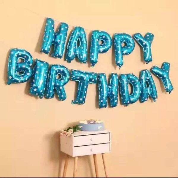 "Happy Birthday" Polka dot Blue Foil balloon