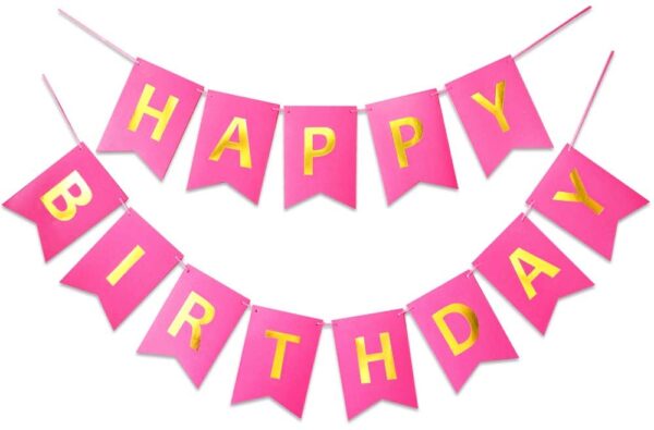 Happy Birthday Banner  (Pink) - Image 2